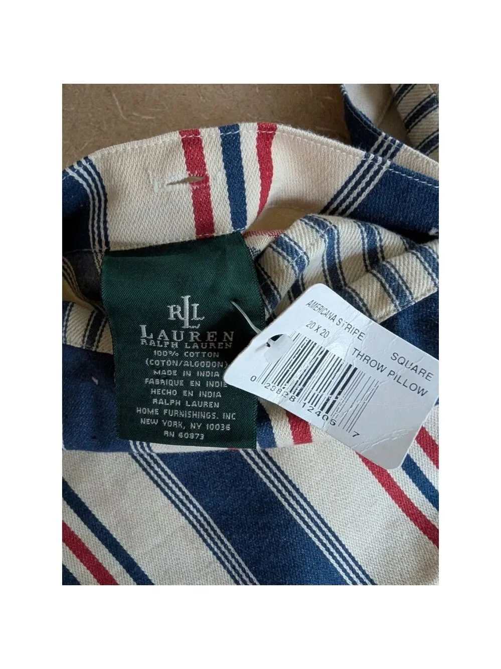 Ralph Lauren Americana Stripe 20 X 20 Pillow Cover (Only) Rare